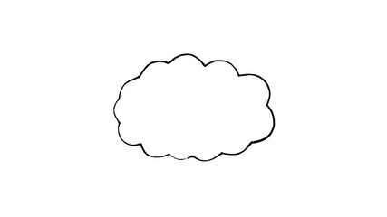 Hand-drawn minimalist cloud animation on white background featuring a wobbly black outline for thought bubbles, dream sequences, and artistic sketch video projects.
