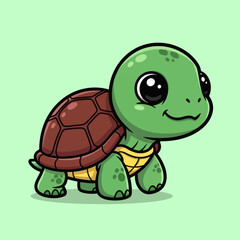 Cute turtle walking cartoon vector icon illustration animal nature icon isolated flat vector