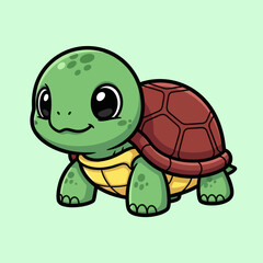 Cute turtle walking cartoon vector icon illustration animal nature icon isolated flat vector