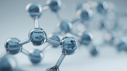 Molecular structure illustration representing chemistry innovation and scientific technology research.
