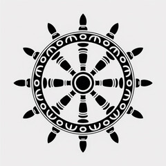 Obraz premium Buddhist dharma wheel symbol in black and white