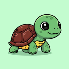 Cute turtle walking cartoon vector icon illustration animal nature icon isolated flat vector