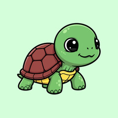 Cute turtle walking cartoon vector icon illustration animal nature icon isolated flat vector