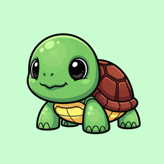 Cute turtle walking cartoon vector icon illustration animal nature icon isolated flat vector