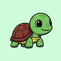 Cute turtle walking cartoon vector icon illustration animal nature icon isolated flat vector