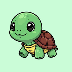 Cute turtle walking cartoon vector icon illustration animal nature icon isolated flat vector