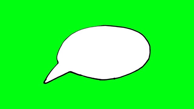 Hand-drawn white speech bubble animation on green screen background, perfect for comic book style videos, social media content, and cartoon dialogue overlays.
