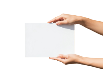 Hands Holding Blank White Paper Landscape Orientation