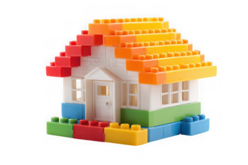 Colorful toy house isolated on transparent background