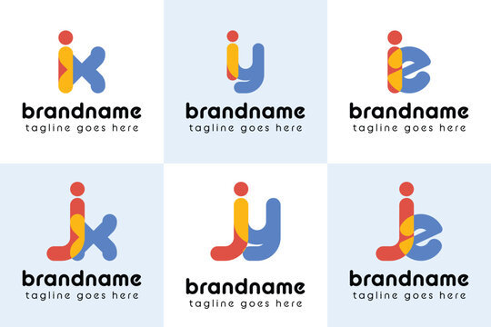 Letters ix iy iz jx jy jz Playful Logo, represent a fun, energetic, and joy
