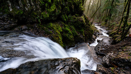 Gordon Creek Oregon waterfall leads through forest