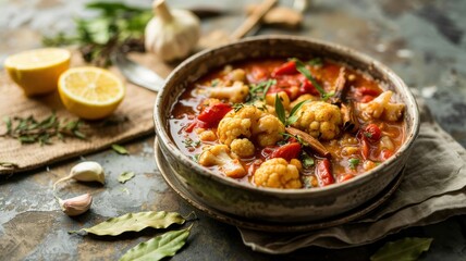 A dish of Greek cuisine.
Cauliflower stewed with tomatoes and cinnamon. Kunupidi Kapama (Greek: &kappa;&omicron;&upsilon;&nu;&omicron;&upsilon;&pi;ί&delta;&iota; &kappa;&alpha;&pi;&alpha;&mu;ά) is a traditional Greek vegetable stew.