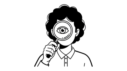 Person Holding Magnifying Glass Over Eye Line Art Icon