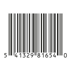 Black and white retail barcode isolated on transparent background. Concept image for product identification, inventory management, pricing, scanning, logistics, and commerce systems. Vector art.