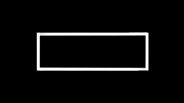 Minimalist motion graphic featuring a thin white rectangle outline centered on a black background, perfect for title frames or modern video overlays.
