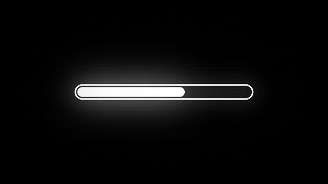 progress bar animation with alpha channel, white loading bar animate on a transparent background, 4k Video