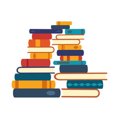 Reading set of books. For reading lovers. Piles, in a stack, books on shelf. Flat cartoon vector illustration isolated on white background