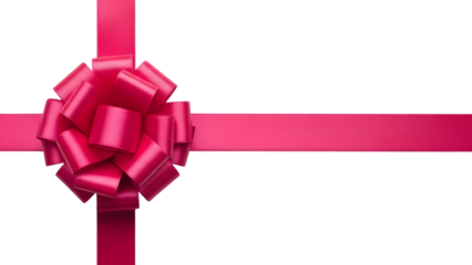 Pink Satin Ribbon Bow with Horizontal Strip Decoration