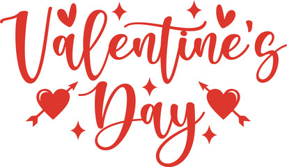 Valentine&rsquo;s Day typography text on plain white transparent isolated background for card, shirt, hoodie, sweatshirt, apparel, tag, mug, icon, poster or badge