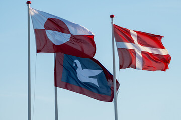 Bandiera della Groenlandia, di Ilulissat e della Danimarca