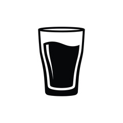 Vector illustration icon a black and white illustration of a glass with liquid inside on a white background