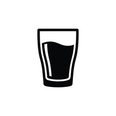Vector illustration icon a black silhouette of a pint glass isolated on white background with liquid