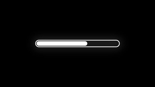 progress bar animation with alpha channel, white loading bar animate on a transparent background, 4k Video