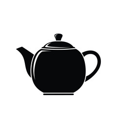 Vector illustration icon black silhouette of a teapot with a handle and spout isolated on white background