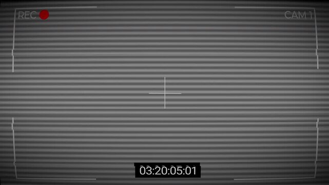 Retro CCTV camera screen overlay animation with distortion and glitch effect. 4k video.
