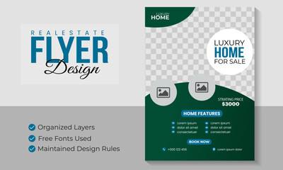 Obraz premium Real estate professional home sale flyer design creative home for sale flyer template for a property sale agency.