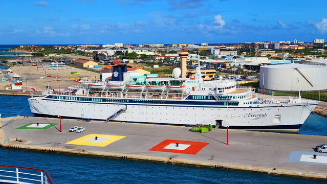MV Freewinds Church of Scientology ship in Oranjestad Aruba Capital Netherland Antilles Caribbean Dutch House of Orange 01.02.2026