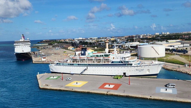 MV Freewinds Church of Scientology ship in Oranjestad Aruba Capital Netherland Antilles Caribbean Dutch House of Orange 01.02.2026