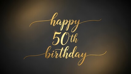 Elegant Cursive Gold Script Happy 50th Birthday with Soft Vignette for Classy Celebration Cards
