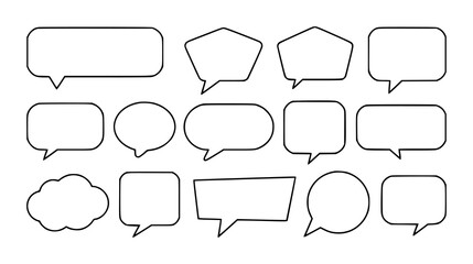 Obraz premium Collection of diverse black outline speech bubbles and thought bubbles in various shapes and sizes chat