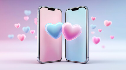 Modern concept of digital love and communication on social networks.