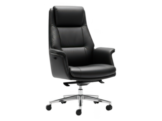 Luxury black leather executive office chair with chrome base