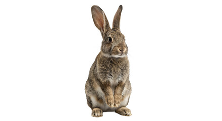 Obraz premium Cute brown rabbit standing upright, isolated on transparent background. Ideal for wildlife, pet, Easter, and design projects.