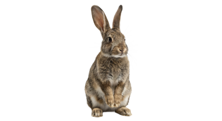 Cute brown rabbit standing upright, isolated on transparent background. Ideal for wildlife, pet, Easter, and design projects.
