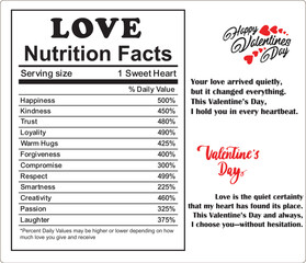 Nutrition Facts, Love Nutrition Facts, Love, Love message, Valentine, valentine&rsquo;s day, LOVE Nutrition Facts &mdash; Daily Values for the Soul, 