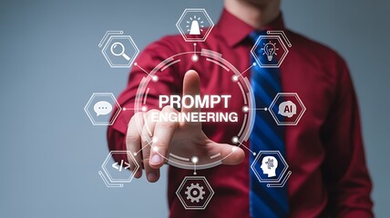 Prompt engineering artificial intelligence and technology concept
