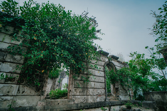 Historical Guisi Ruins Overgrown with Lush Greenery in Guimaras, Philippines, Spanish Colonial Stone Architecture
