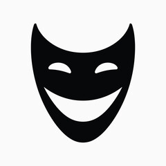 Joyful theatre mask isolated on white background, Vector, illustration