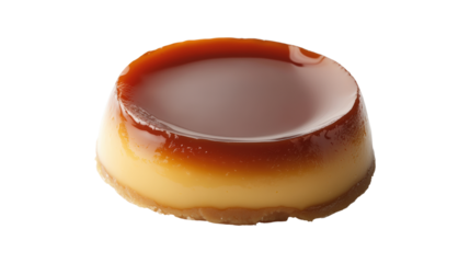 Delicious creme caramel dessert custard pudding isolated on transparent background