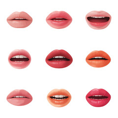 Obraz premium Realistic Glossy Lips 3D Render Set