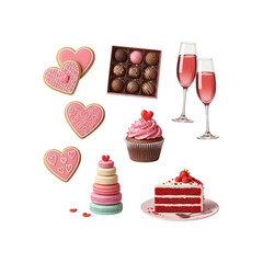Valentine desserts on Transparent Background