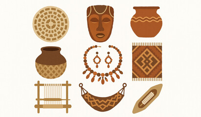 Belize artisan craft vector icons with textured torn edge detail in geometric