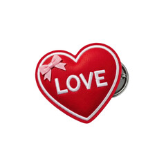Heart shaped love button pin on Transparent Background