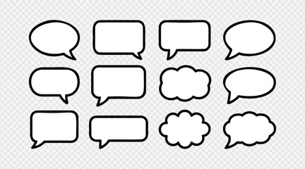 Obraz premium Outline speech and thought bubble vector set on transparent background
