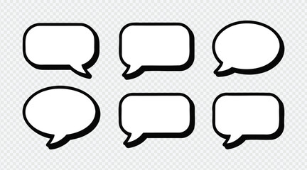 Obraz premium Speech bubble assortment, comic balloon set vector design on transparent background