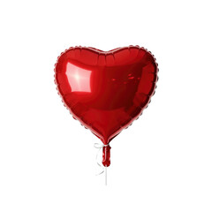 Red heart-shaped balloon on Transparent Background